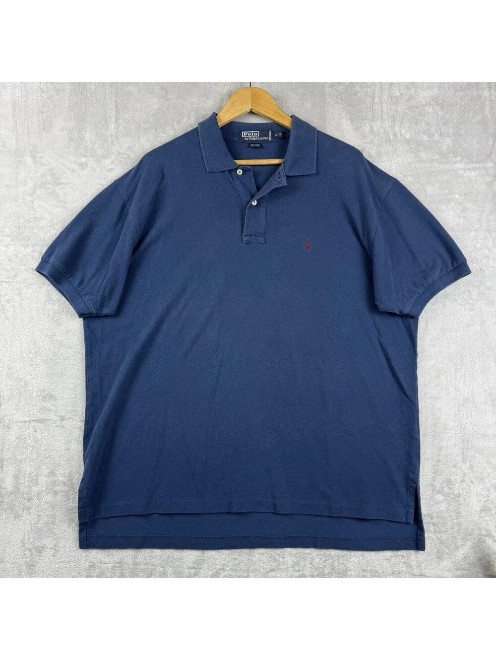VTG Polo Ralph Lauren Mens XL Blue Polo Shirt Pony Logo Cotton Pique Preppy Golf